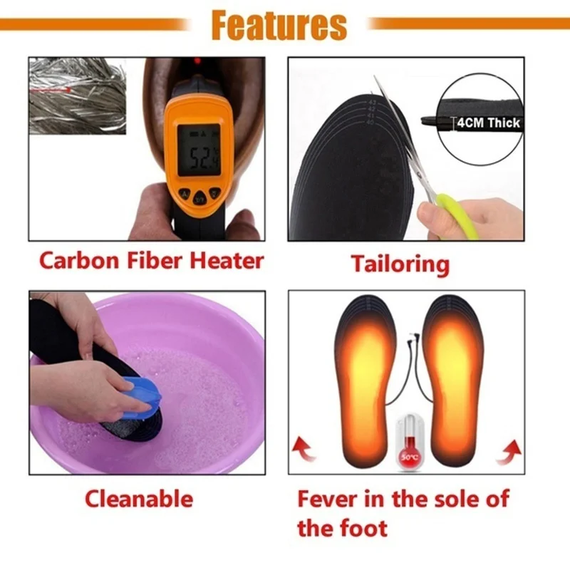 Обновленные USB стельки с подогревом, черная электрическая нагревательная паста для ног, сохраняющая ноги в тепле, электрические нагревательные колодки, грелка для ног