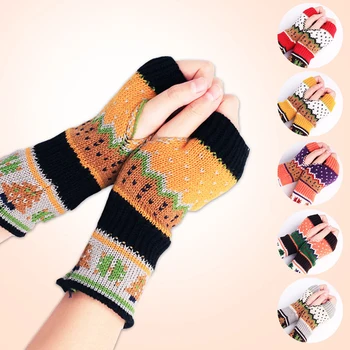 

Christmas gloves new knitted gloves half finger computer gloves women colored beauty warm gloves