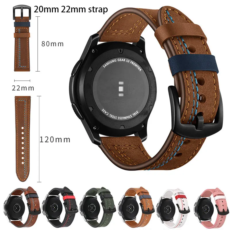 

Ремешок кожаный для Samsung Galaxy watch 4 5/classic/Active 2 46 42 40 44 мм, винтажный браслет для Amazfit GTS 2/3, 20 мм 22 мм