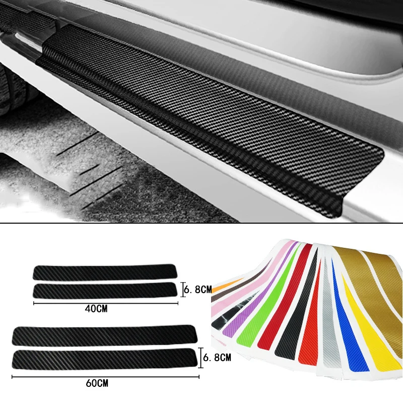 

Car Carbon Fiber 3D/4D/5D Material Front and Rear Car Threshold Strip Stickers To Protect The Threshold Strip From Trampling