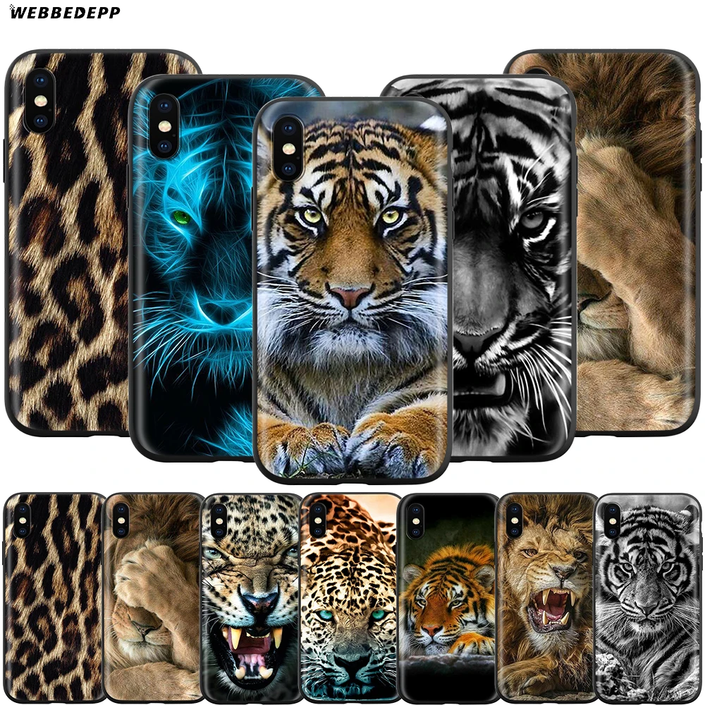 

Webbedepp Fashion Tiger Leopard Case for Apple iPhone 11 Pro XS Max XR X 8 7 6 6S Plus 5 5S SE
