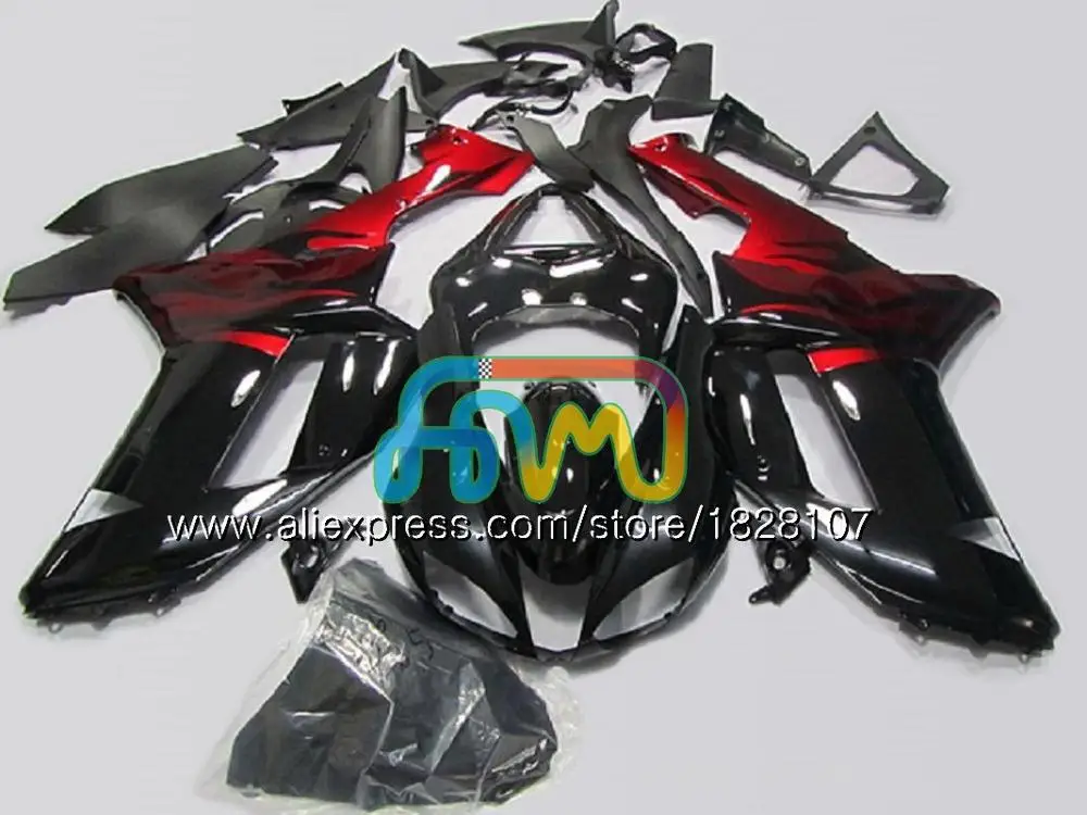 Корпус для KAWASAKI ZX 6R 6 R 600CC ZX636 10BS. 0 ZX-636 ZX600 600 CC ZX-6R ZX 636 ZX6R 07 08 2007 2008 Обтекатели комплект черный Запад, Лидер продаж - Цвет: No. 25