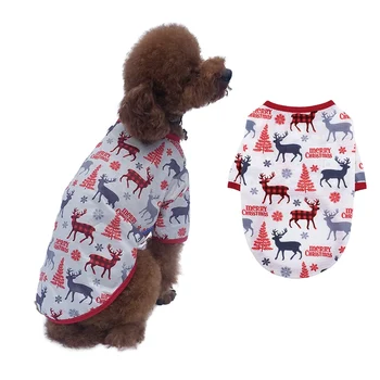 

Pet Christmas Dog Clothes Pet Comfortable Cotton T-shirt For Autumn Winter Puppy Xmas Vest Outfits Dog Costume Hot sale