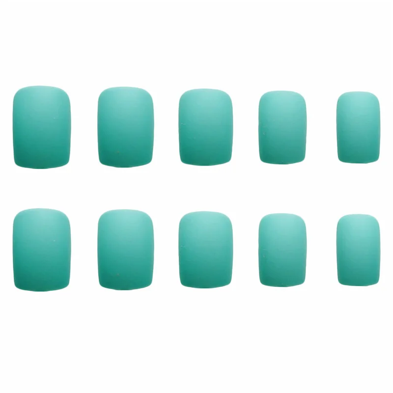 24pcs Box With 2g Glue Matte Mint Green Fake Nails Press On Acrylic Short Size Square Head False Nail Tips Manicure For Girls False Nails Aliexpress