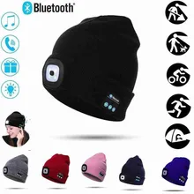 Bonnet tricoté avec lumière, écouteurs lumineux, Bluetooth, lumière Led, pour l'extérieur, alpinisme, mains libres, musique