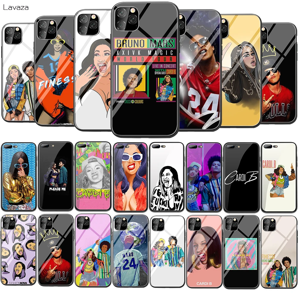 Чехол Lavaza Cardi B и Bruno Mars из закаленного стекла ТПУ для Apple iPhone 6 6S 7 8 Plus 5 5S SE XR X XS 11 Pro MAX
