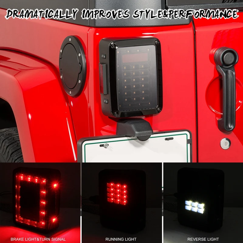 Дымовая линза светодиодный задний светильник s для 2007- Jeep Wrangler JK JKU, высокоинтенсивный светодиодный задний светильник s с парковочным светильник, знак поворота тормоза