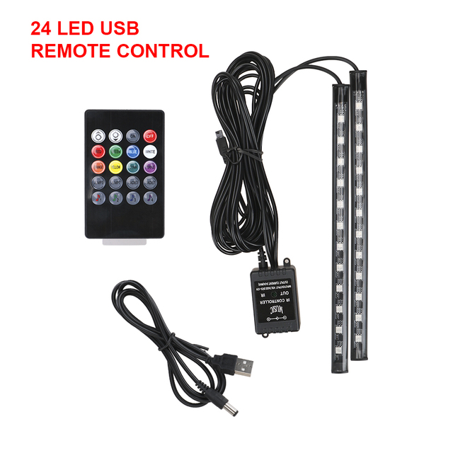 24/36/48 LED Ambient Lamp Atmosphere Lamp Automotive Interior Decorative Lights Remote/Voice Control Car Foot Light Strip