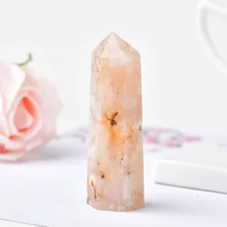 Natural Healing Crystal Point Wand Set - 36 Vibrant Colors of Polished Stone Towers for Energy, Meditation, and Home Décor (Cherry Blossom Agate)