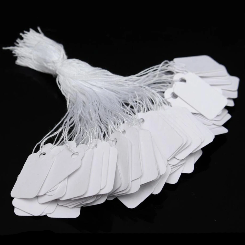 

Pack of 100pcs White Blank Marking Tag Price Labels Display Tags with Wire Ties - 23 x 13 mm 0.9 x 0.5 inch
