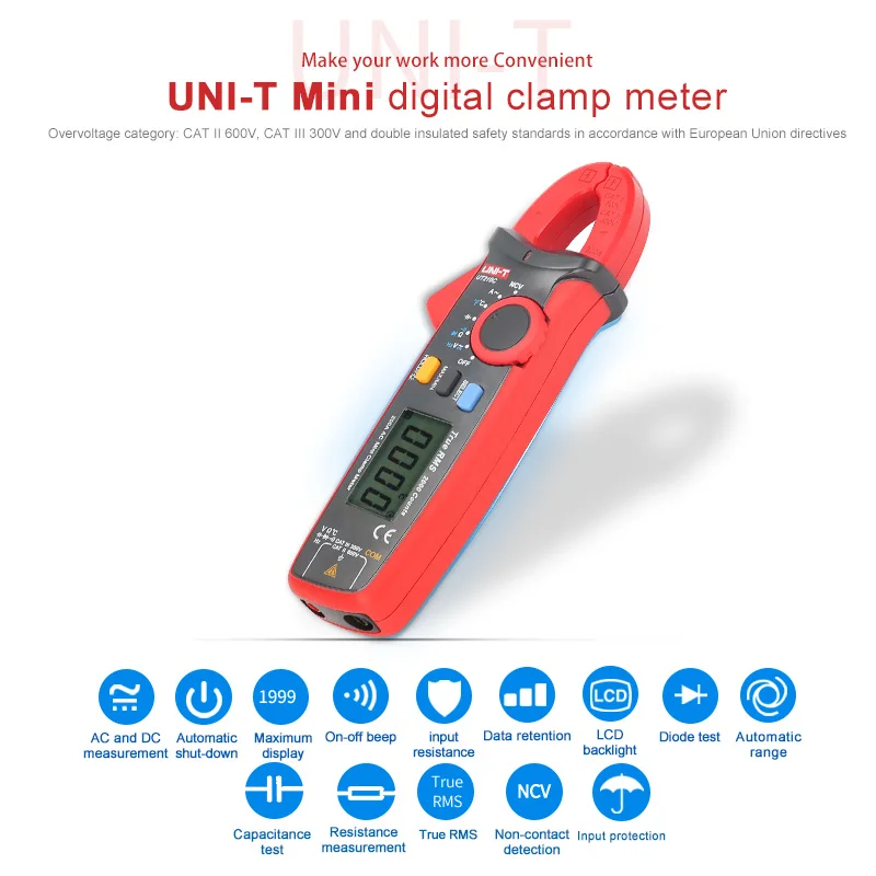 Цифровой клещи uni-t UT210C True RMS Авто Диапазон AC DC 200A температура емкости частота