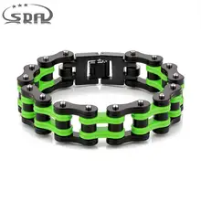 Новинка, горячее предложение, браслет из нержавеющей стали для велосипеда, мужской, байкер, велосипед, мотоцикл, цепь, браслеты, черный, красный или зеленый цвет, ювелирное изделие YM119