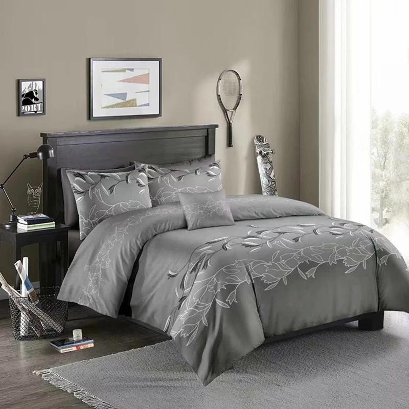 3D комплект постельного белья с цветами Королевское комфортное постельное белье набор пододеяльников набор королева с наволочкой RT01 - Цвет: grey