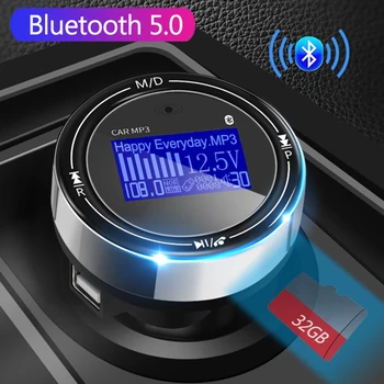 

JINSERTA Bluetooth 5.0 Fm Transmitter Handsfree Kit Car MP3 FM Modulator 3.1A Car Charger Support TF USB FLAC APE Music play