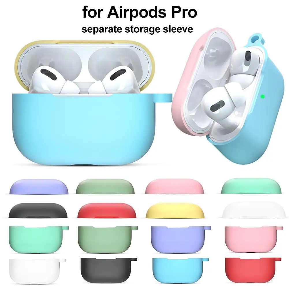 Силиконовый раздельный цветной защитный чехол для AirPods Pro хранения Bluetooth
