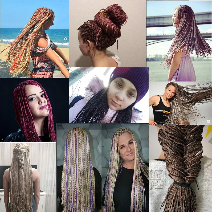 Chorliss Zizi Braids Crochet Box Braids Crochet Hair Bundles Synthetic Hair Extensions Purple Black Pink Brown Zizi Braid Hair 6