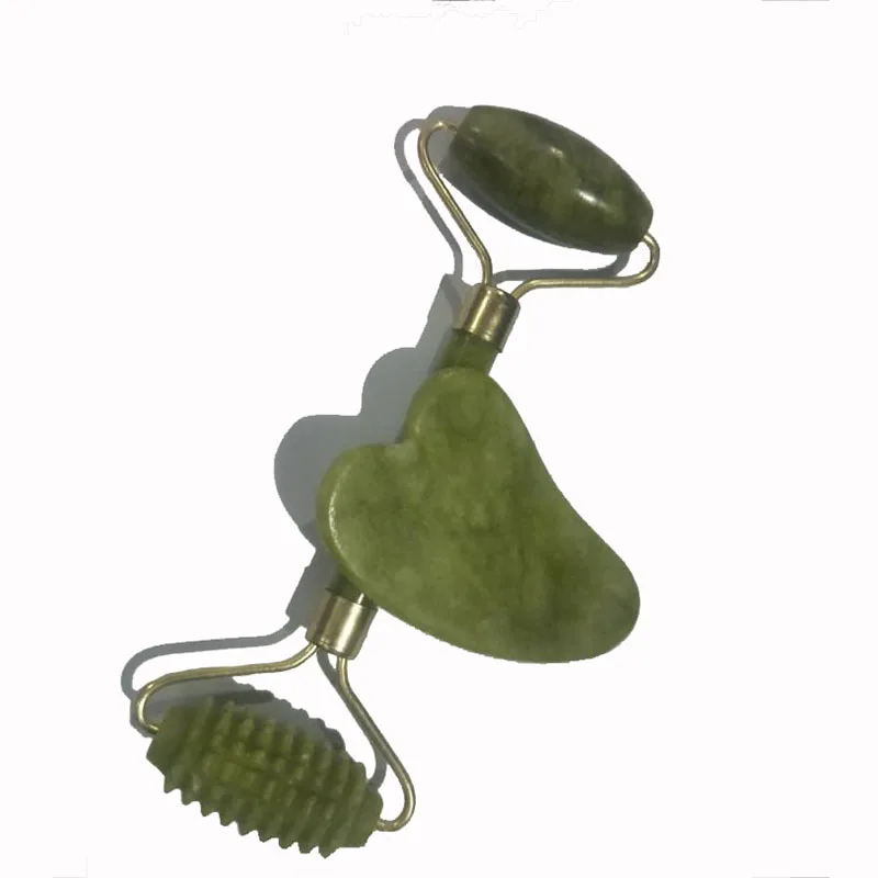 

2 In 1 Natural Stone Jade Roller Facial Massager Guasha Board Gua Sha Massage Tool Set Face Scraping Massager V Face Lift Roller