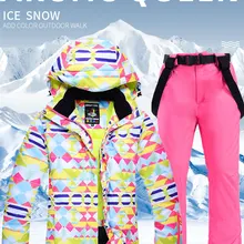 Толстый теплый лыжный костюм для женщин, водонепроницаемый ветрозащитный лыжный костюм и куртка для сноубординга, комплект со штанами, женские зимние костюмы, одежда для улицы