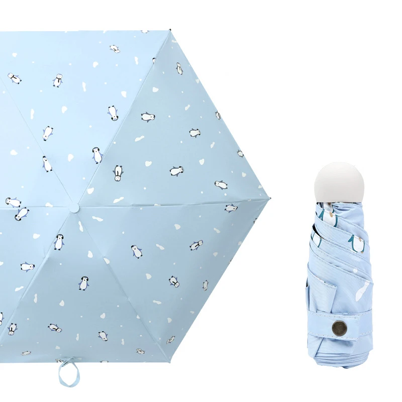 Женский мини-зонт складывающийся в карман черное пластиковое покрытие анти-УФ зонтик портативный дорожный Зонт 5 раз непогодный зонт - Цвет: 1