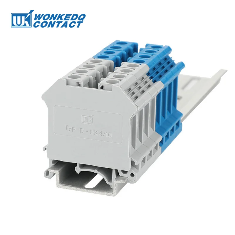 Wire Connectors Din Rail Terminal Block 1Pc D-UK4/10 End Cover For UK 3/5/6/10/25 UIK16 Wire Connector Din Rail Terminal Block D-UK 4/10 End Barrier Plate Separation
