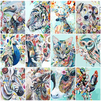 

HUACAN Diamond Painting Kit Flower Animal Diamond Embroidery Sale Tiger Cow Full Pictures Of Rhinestones Mosaic Wall Art