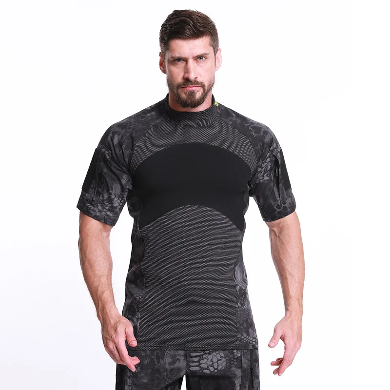 Новая уличная Военная тактическая рубашка с коротким рукавом камуфляжная Хлопковая мужская быстросохнущая футболка для кемпинга, охоты, одежда, походная рубашка