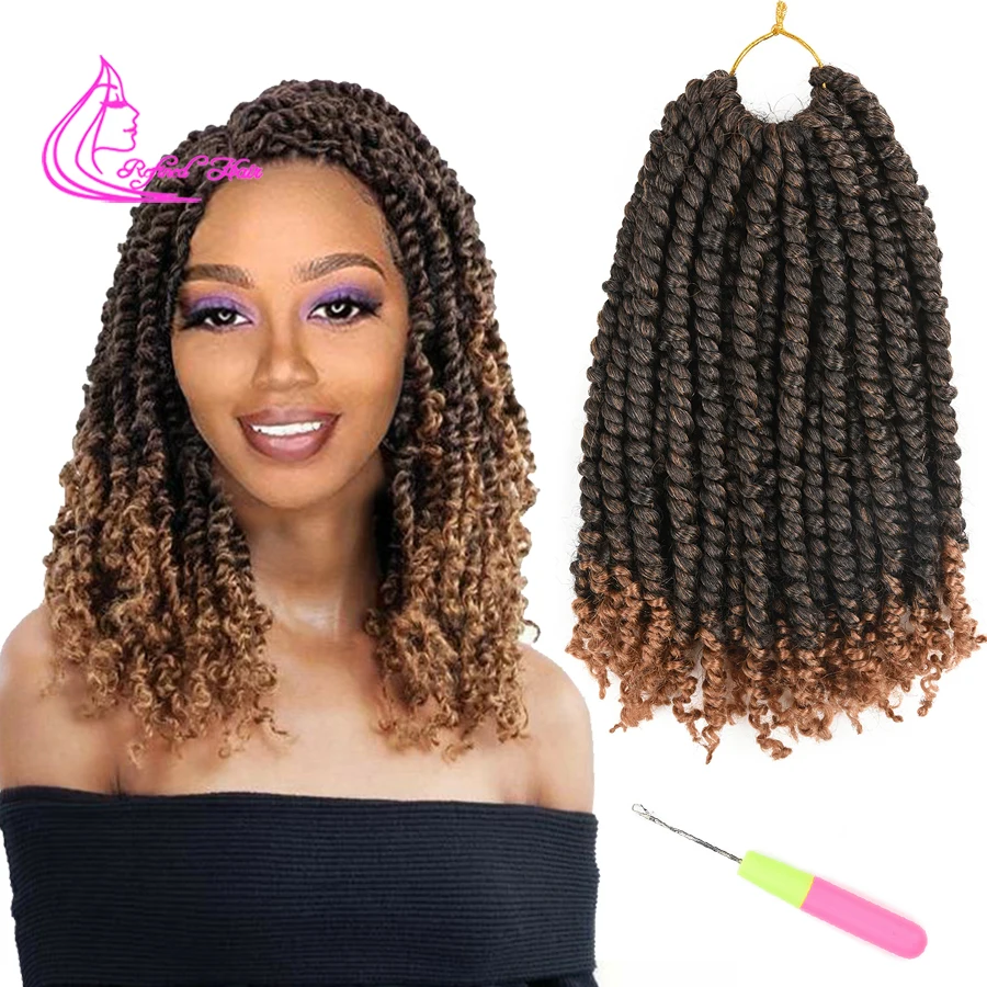 Предварительно скрученные волосы для вязания крючком 12 дюймов косички ручной