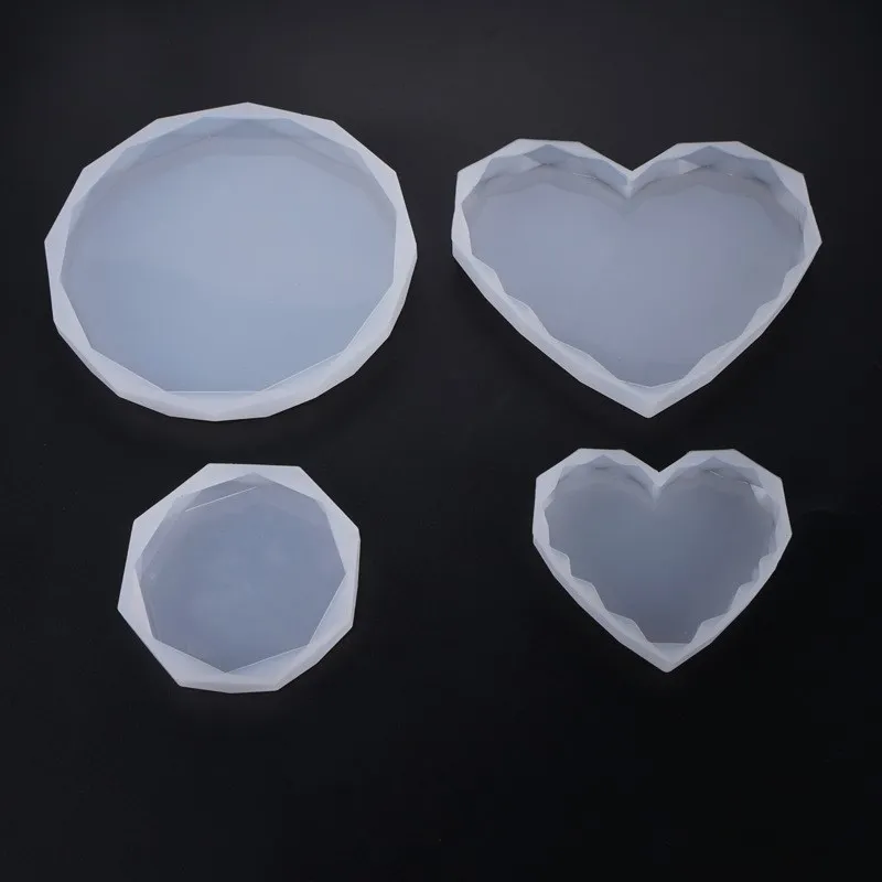 Silicone Mold 3D Diamond Love Heart Shape Silicone Molds for Epoxy Resin Jeweler Tray Resin Moulds Pendant Jewelry Making for Crafts