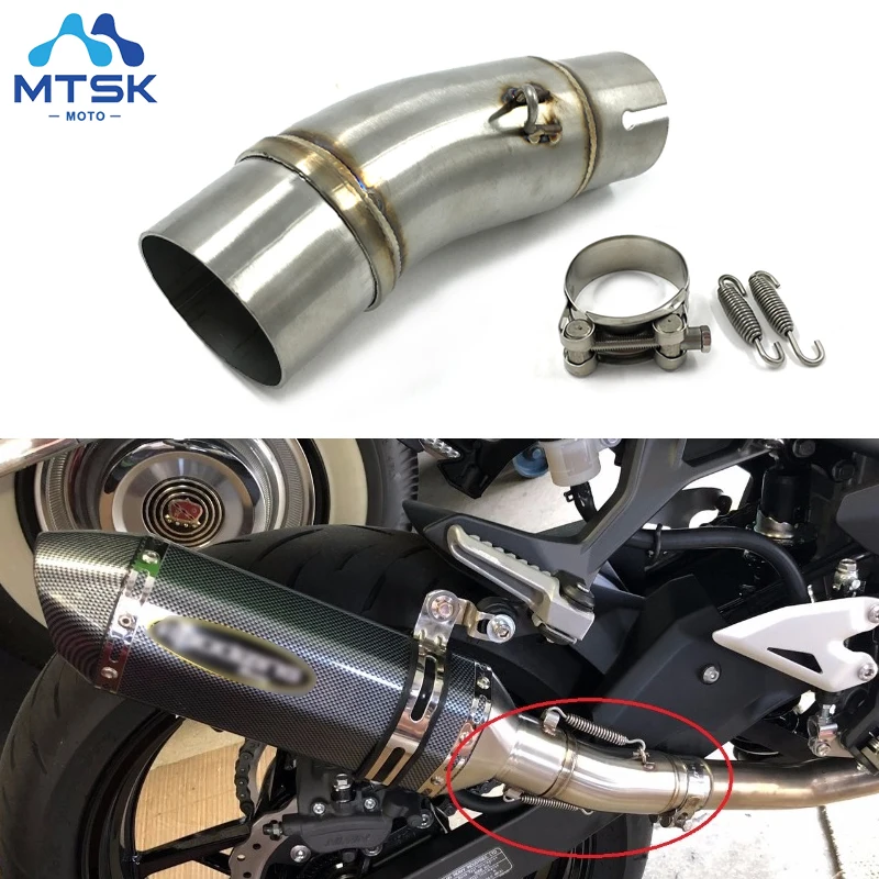 Exhaust Middle Pipe，EBTOOLS Motorcycle Exhaust Link Pipe Exhaust Middle Mid Link Pipe for NINJIA 400 18-19 Stainless Steel,Motorcycle Accessory 