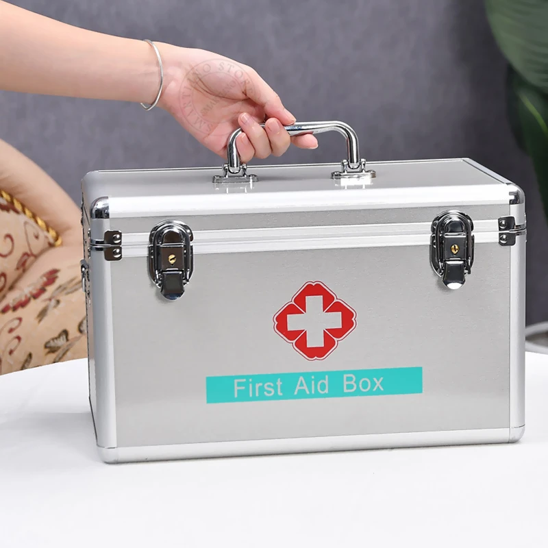 Portable Aluminum Alloy First Aid Kit Storage Box Home Outdoor