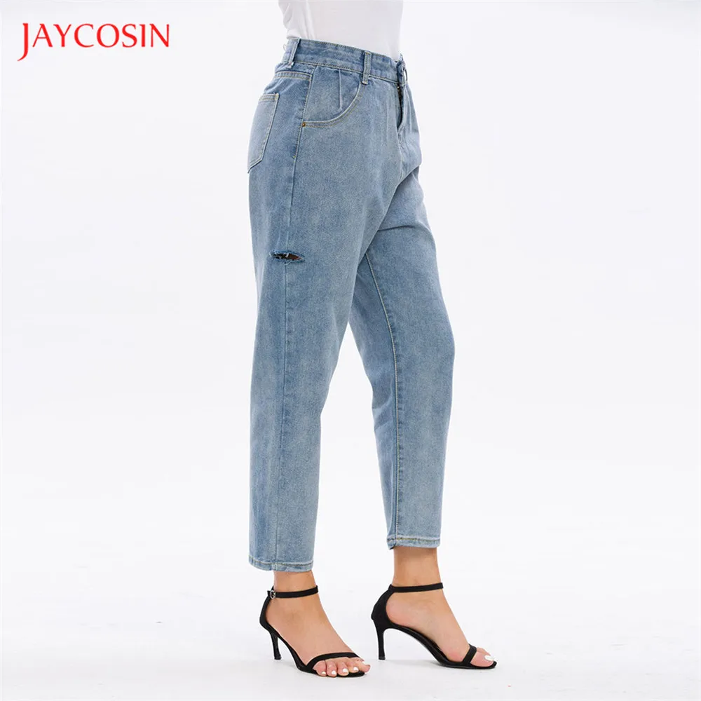 Jaycosin джинсы, женские джинсы, брюки бойфренда, прямые джинсы для женщин, с высокой талией, с эффектом потертости, на пуговицах, женские джинсы, джинсовые штаны с дырками