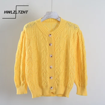 

2020 Summer O Neck Coats Hollow Out Cardigans tops Long sleeve knitted cardigan jacket women