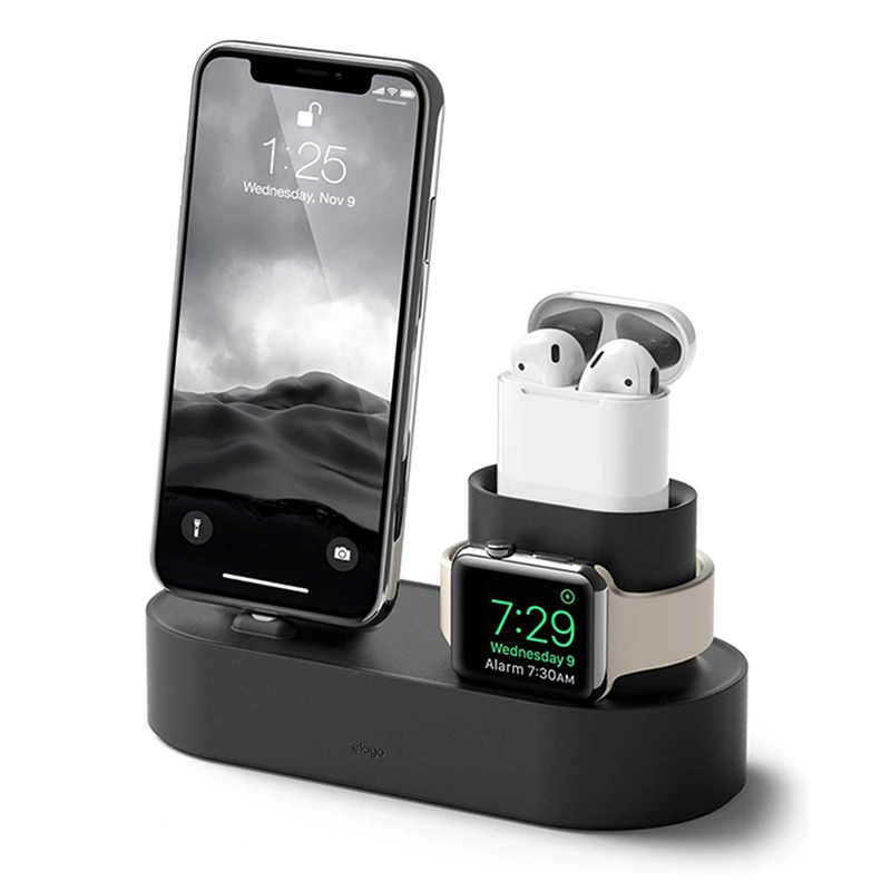 

NEW 3 in 1 Charging Dock Phone Holder For iPhone 11Pro X XR XS Max 8 7 6 for Apple Watch AirPods Silicone Charger Stand Station