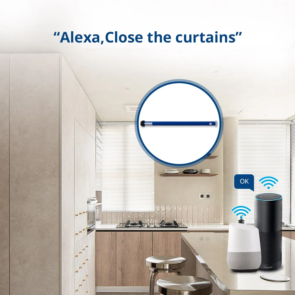 Electric Blinds Motor Zemismart WiFi 2N Electric Blinds Motor 38mm Tube Smart Tubular Shutters Works with Tuya App Alexa Google Home Voice Control