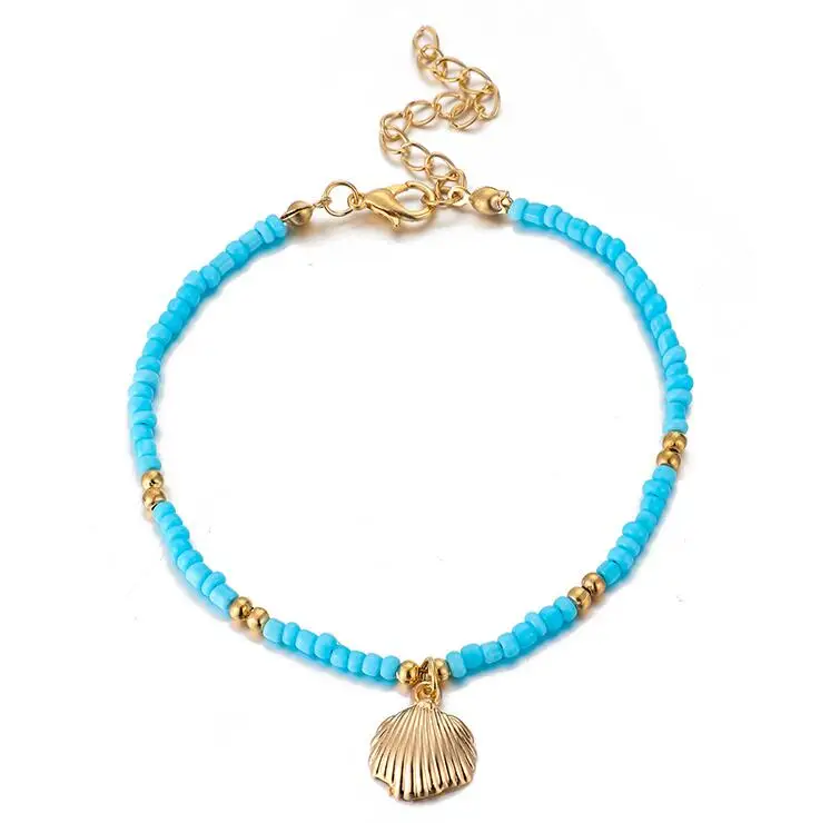C05208 Tocona 11 Стиль Boho летние пляжные красочные бисерные браслеты для Для женщин панцирь черепахи кисточкой ножной браслет Cheville accesorios mujer - Окраска металла: C05208