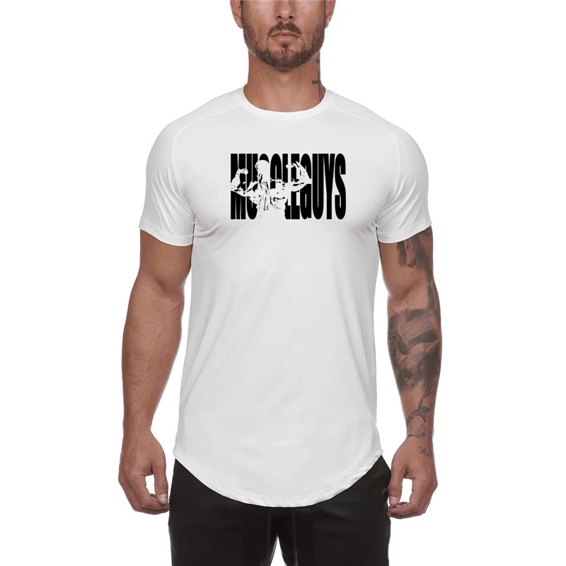 

Brand Mesh Casual Mens Short Sleeve Fashion Shirts Clothing Bodybuilding Tshirt Fitness Tights Men Gym Sportswear T-Shirt