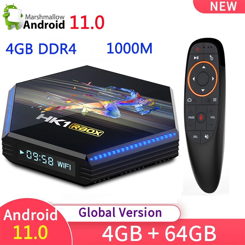 HK1 RBOX R2 Android 11 0 Smart TV Box 2 4 г/5G Wi-Fi RK3566 4G DDR4 64G 1000M 8K медиаплеер Google голосовой помощник