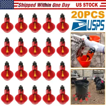 

20Pack Poultry Drinking Cup Chicken Hen Plastic Automatic Drinker Quail Animal Supplies