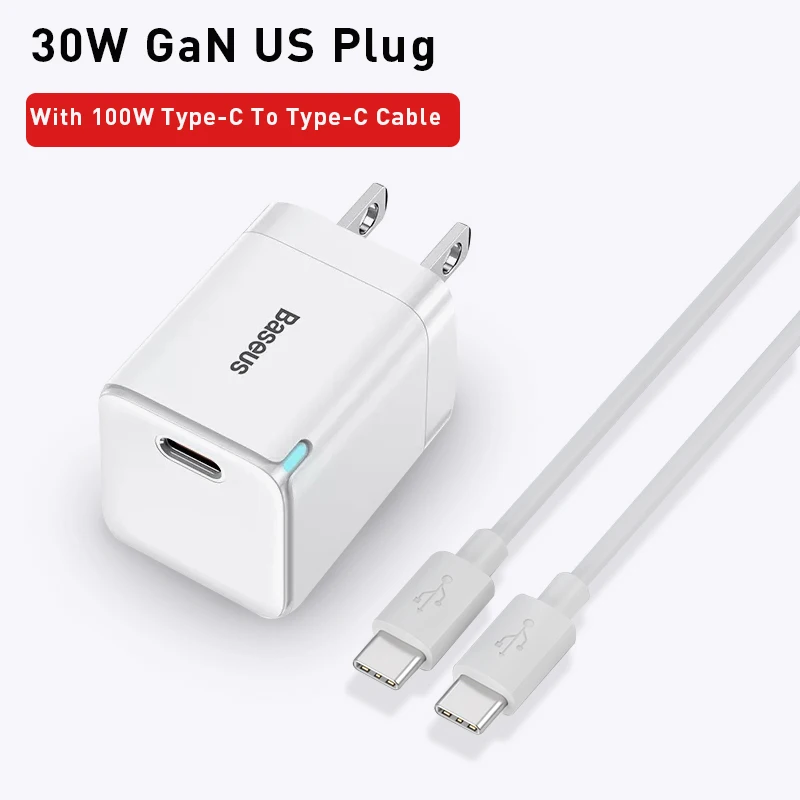 airpods usb c Baseus GaN3 Phone Charger PD 30W Quick Charge USB C Charger Support PD3.0 QC3.0 Fast Charging For iPhone 13 12 X Pro Max Tablets 65 watt charger mobile Chargers