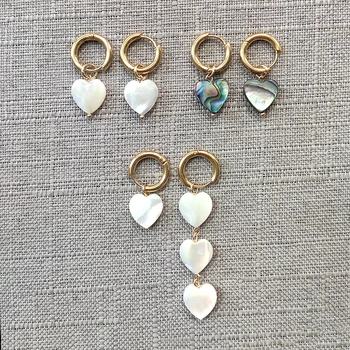

Women Romantic Gift Dangle Earrings Asymmetrical Heart-shaped Natural Stone High Quality Pendientes Mujer Moda 2020 Jewelry