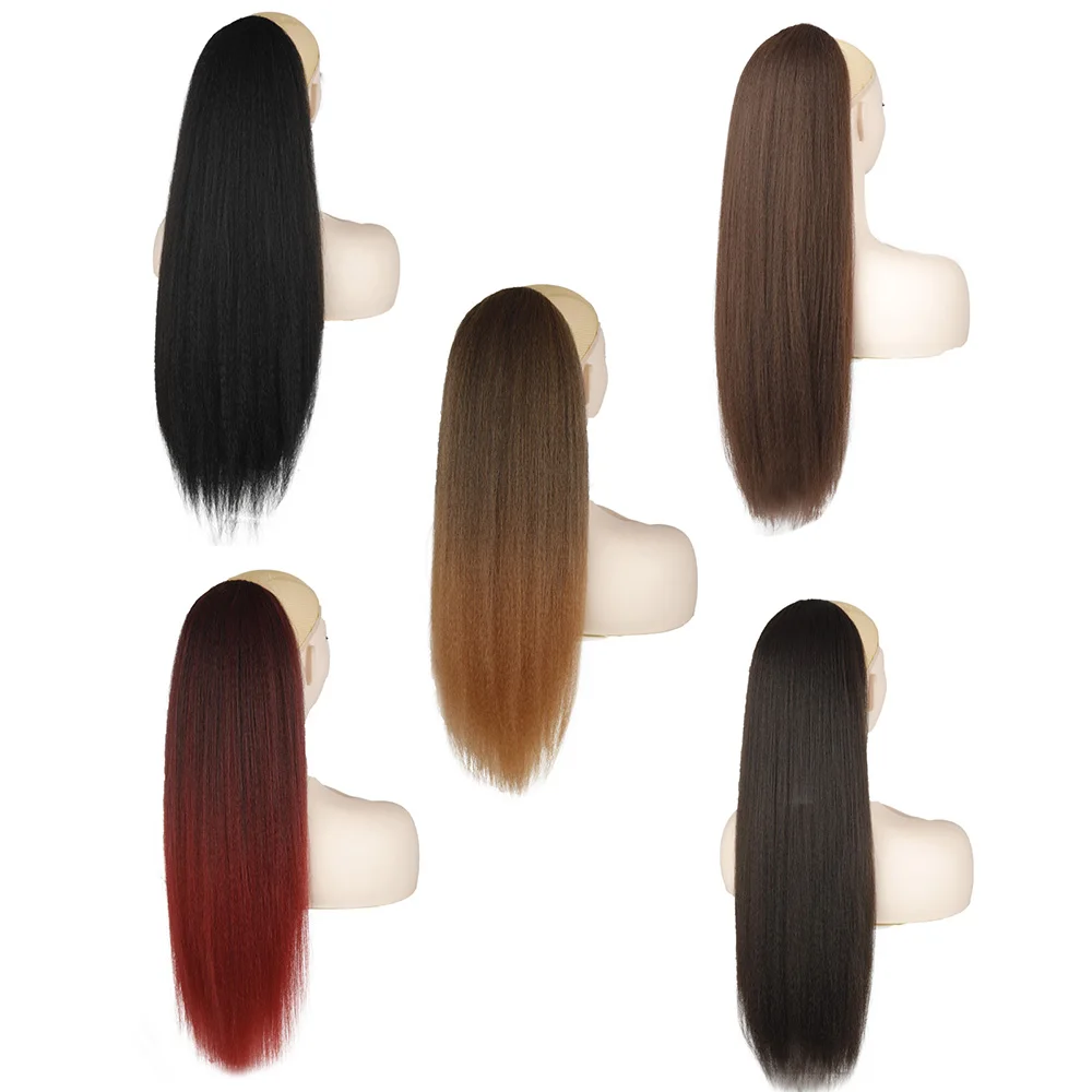 Azqueen Synthetic Yaki Kinky Curly Ponytail Adjustable Strap Hairpiece For Women With Comb Pony Tail False Hair Extension