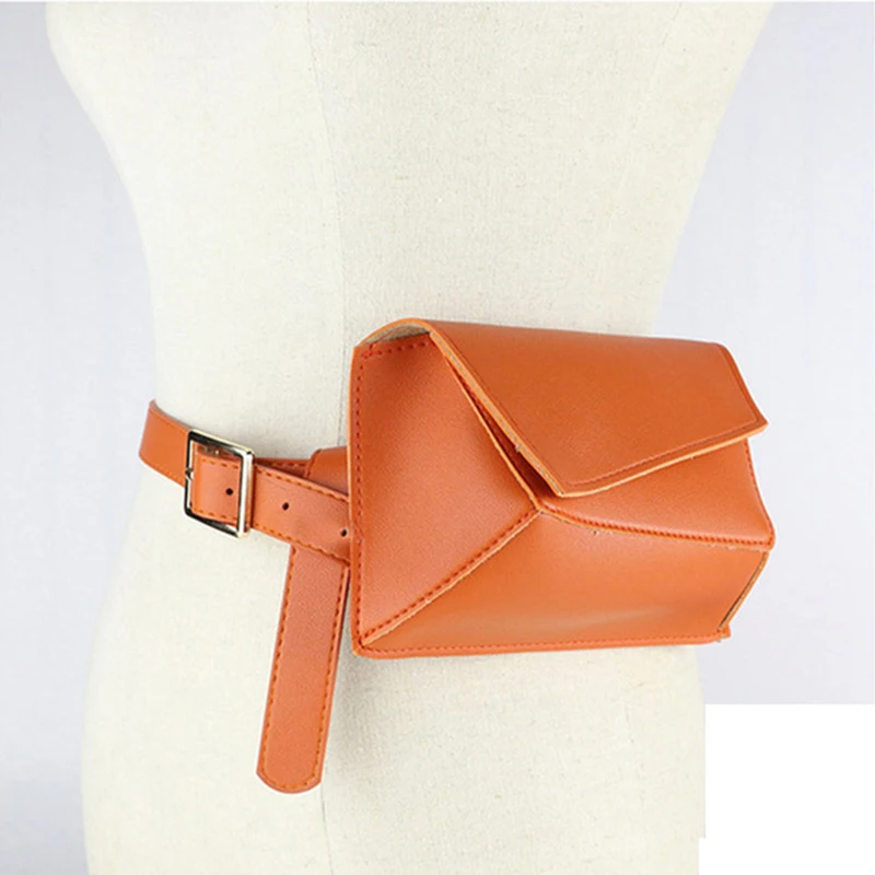 Orange belt bag Женская сумка на пояс, модная сумка из искусственной кожи, поясная сумка, сумки на пояс неправильной формы, нагрудные сумки, сумка через плечо, винтажная цепочка, сумка на бедро - Цвет: Orange belt bag