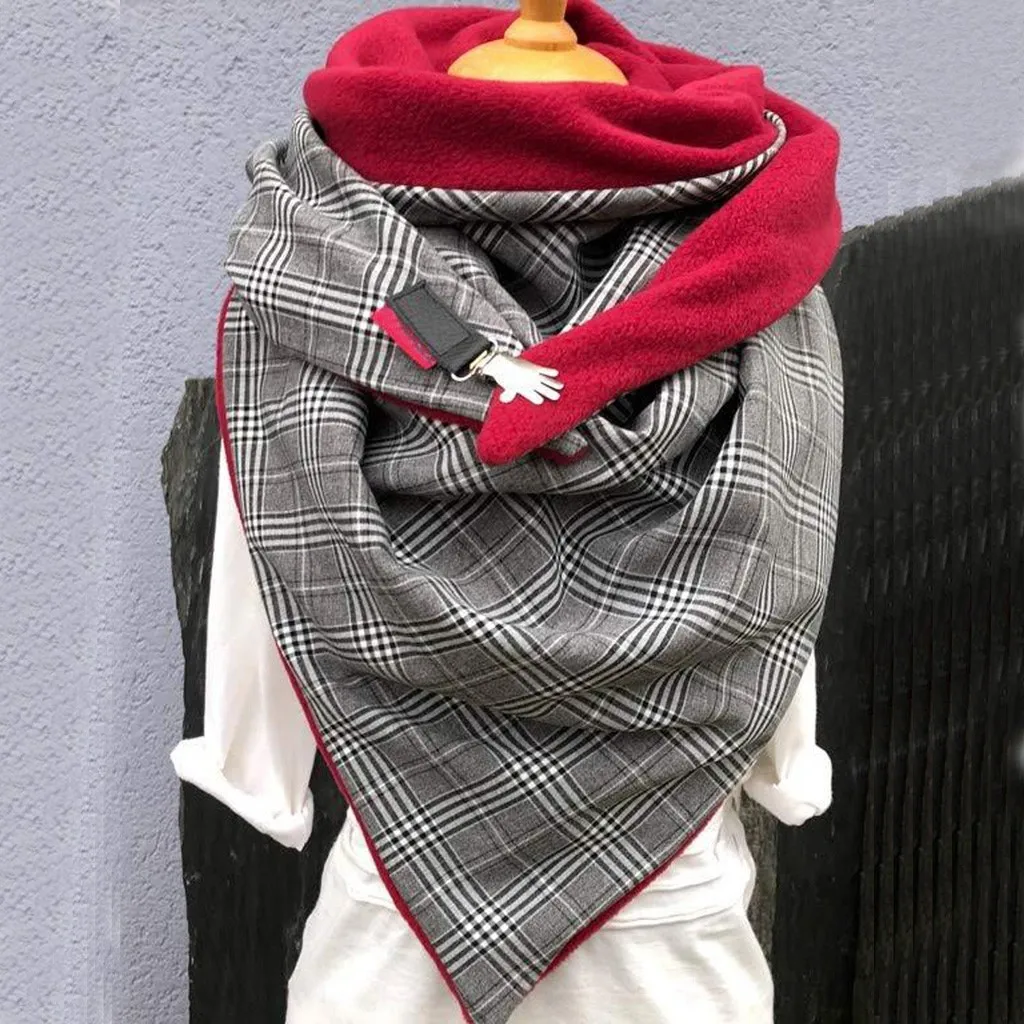 Модные женские шарфы, одноцветные, в горошек, с пуговицами, мягкие, повседневные, теплые шарфы, шали, модные, для отдыха, удобные, мягкие, индивидуальные - Цвет: Gray b