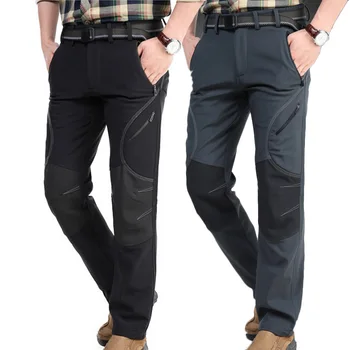 

Men's Winter Hiking Pants Men Outdoor Waterproof Pants Trekking Sports Trousers Warm Fleece Camping/Ski Softshell Pants AM093