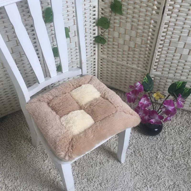 4 Solid Color Washable Dining Chair Cushion Square Seat Cushion Thickening Velvet Home Tatami Seat Cushion Tatami Mat 40x40cm - Цвет: 4