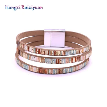 

Bracelet fashion simple style leather magnetic buckle bracelets for women multi-layer beautiful friendship bracelet jewelry