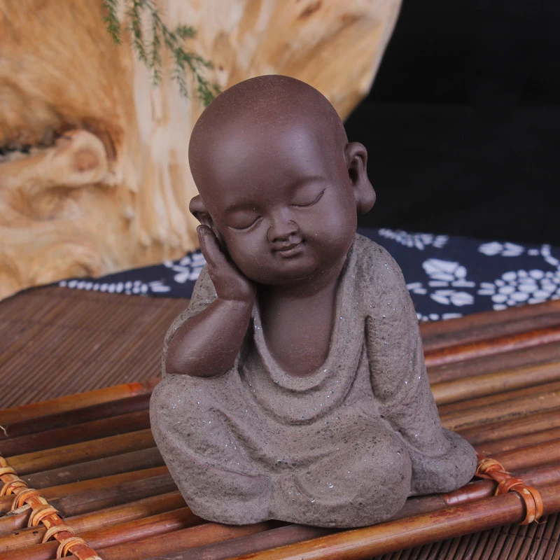 [MGT] Ceramic little monk Buddha Statues tea pet creative home furnishing articles small adornment home decor ornament landscape