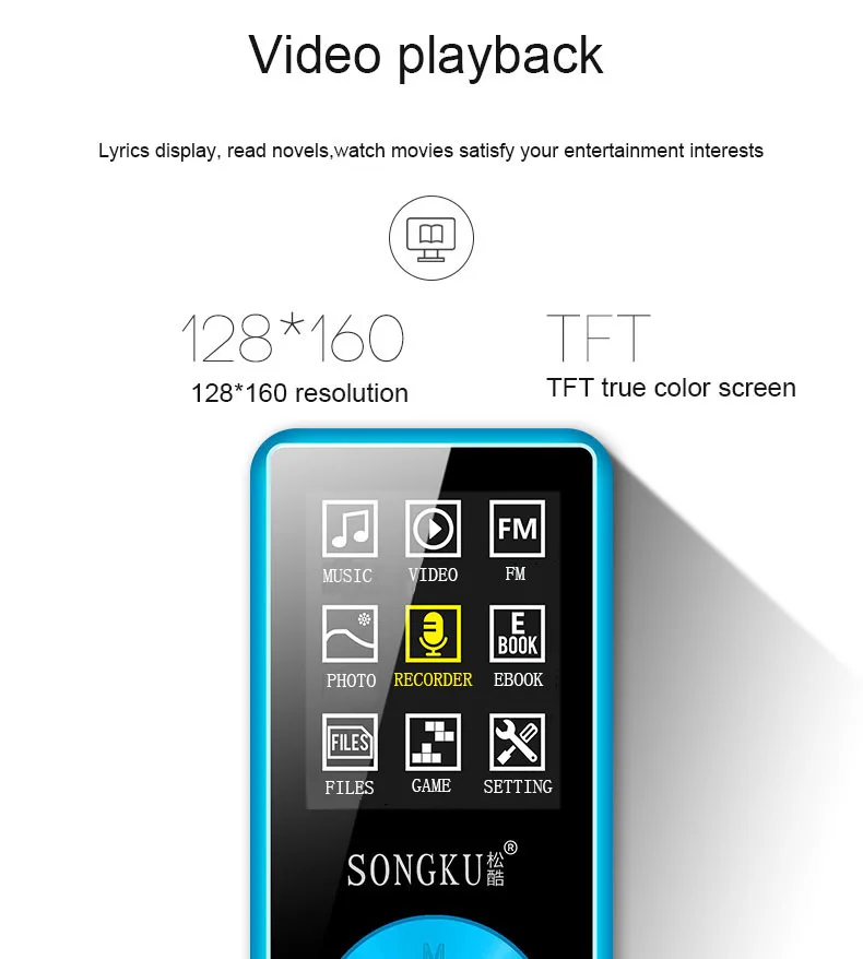 Large Memory Capacity MP3 Music Player Support 128GB Lossless Sound Music Player Portable Voice Recorder FM Radio MP3 Player