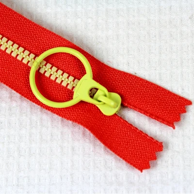 orange yellow 3# Closed End Resin Zippers Pull Ring Zip Slider Head for DIY Handmade Crafts Sewing Bags Wallet Purse Cloth Accessories zipper - Цвет: orange yellow