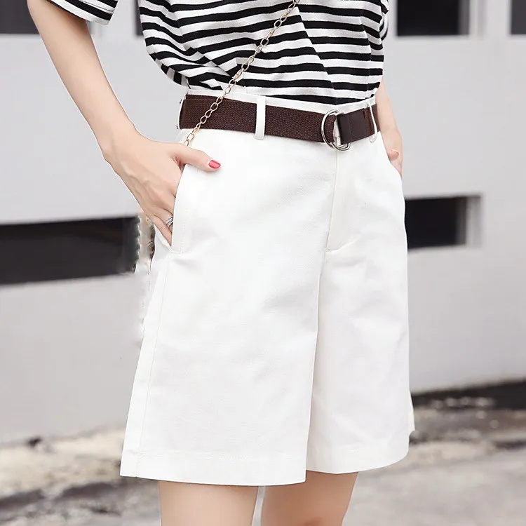 

Tide Vogue Pop Tide Fashion Nice Solid Casual Womens Pockets High Waist Shorts Summer Chic Bottom Belt Zipper Casual Shorts